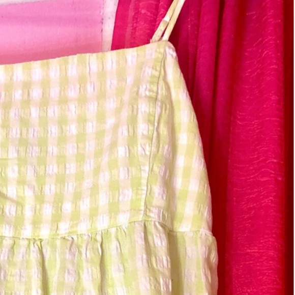 Wild Fable Whispering Sage Seersucker Gingham Contempo Babydoll Tank Top Medium - Picture 2 of 2
